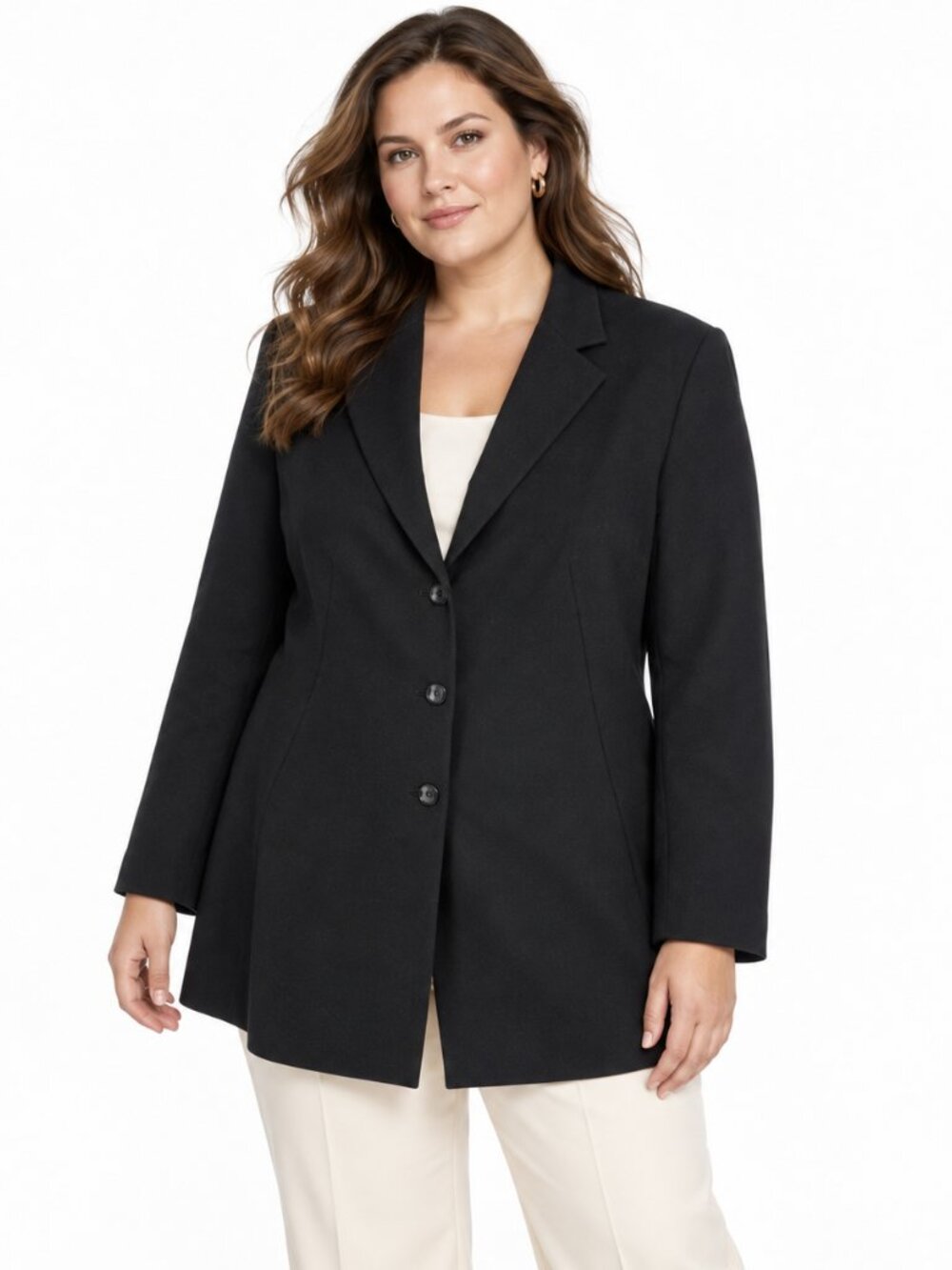 Vintage Talbots Wool‎ Longline Blazer Jacket 12 Black Office Quiet Luxury USA